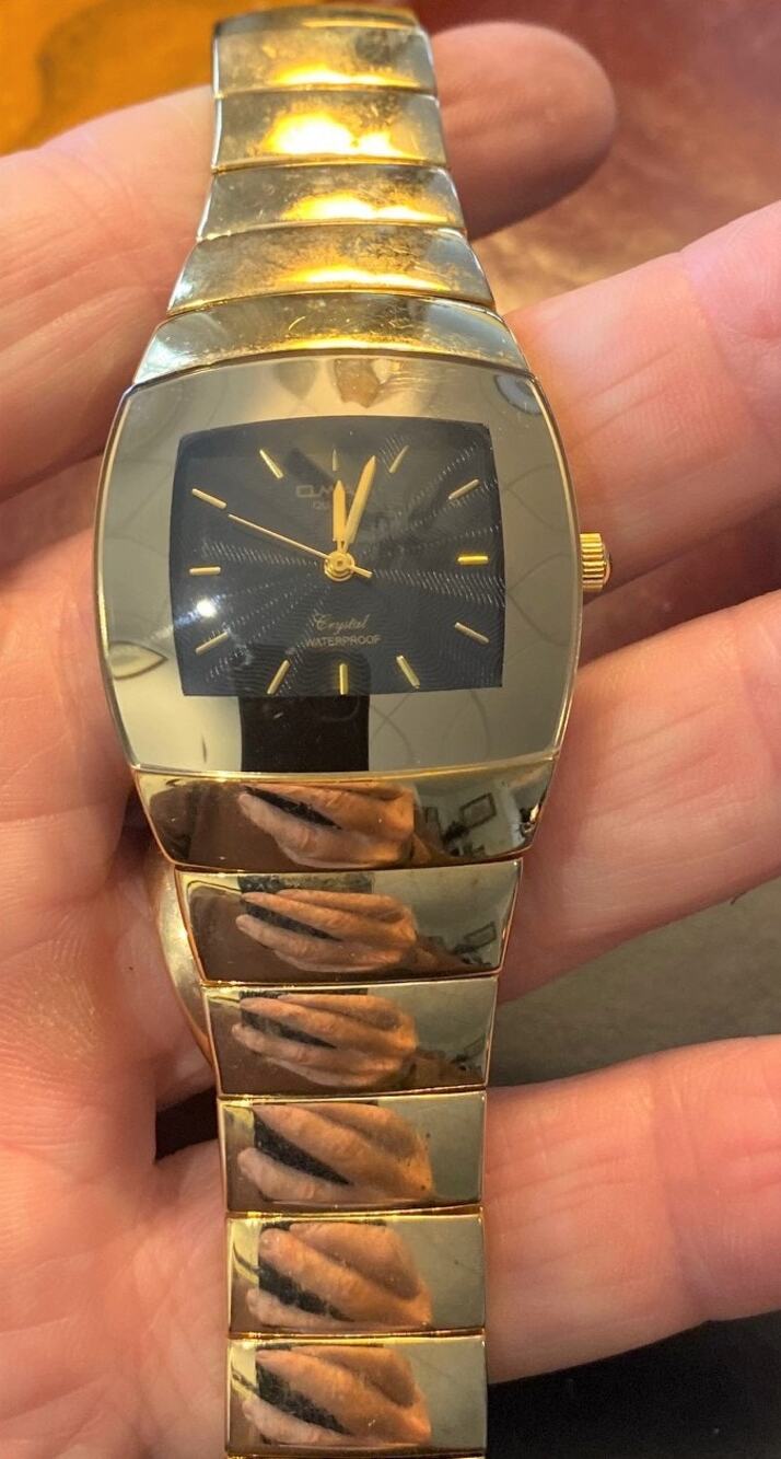 Men's 33mm Gold Tone Qmax Crystal Watch, H8793